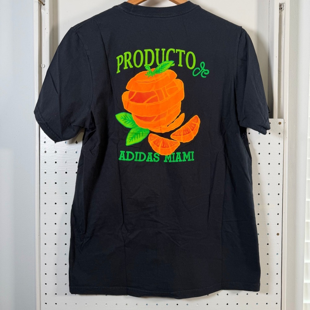 Adidas Amplifier Tee T-Shirt Men's Black Orange Citrus Graphic Crewneck - Medium